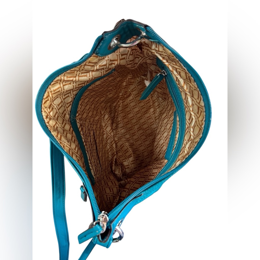 Tignanello Organizer Crossbody Bag – Blue Teal Leather. - Picture 10 of 11